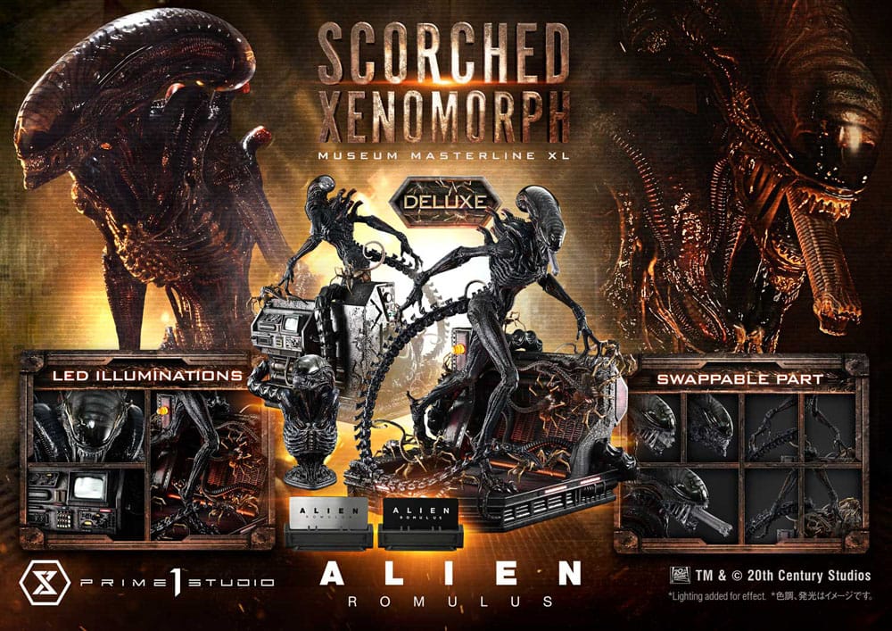 Alien: Romulus statuette Museum Masterline XL 1/3 Scorched Xenomorph Deluxe Version 98 cm