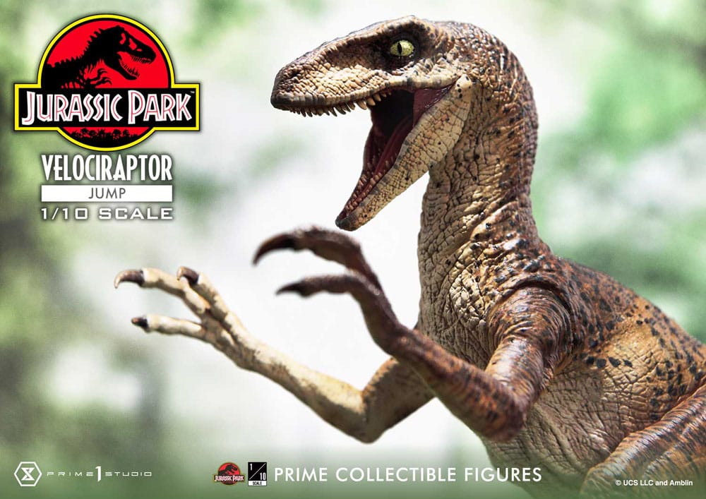 Jurassic Park statuette Prime Collectibles 1/10 Velociraptor Jump 21 cm