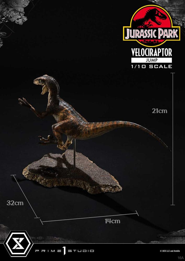 Jurassic Park statuette Prime Collectibles 1/10 Velociraptor Jump 21 cm