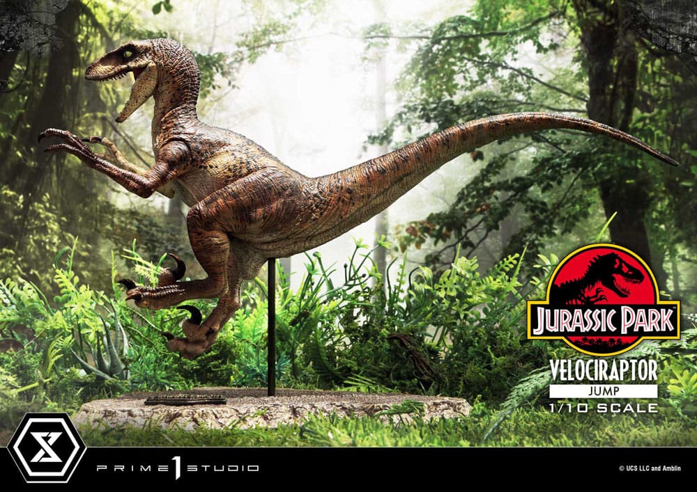 Jurassic Park statuette Prime Collectibles 1/10 Velociraptor Jump 21 cm