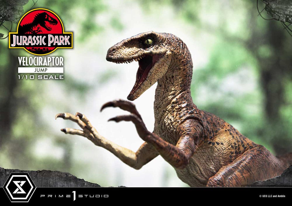 Jurassic Park statuette Prime Collectibles 1/10 Velociraptor Jump 21 cm