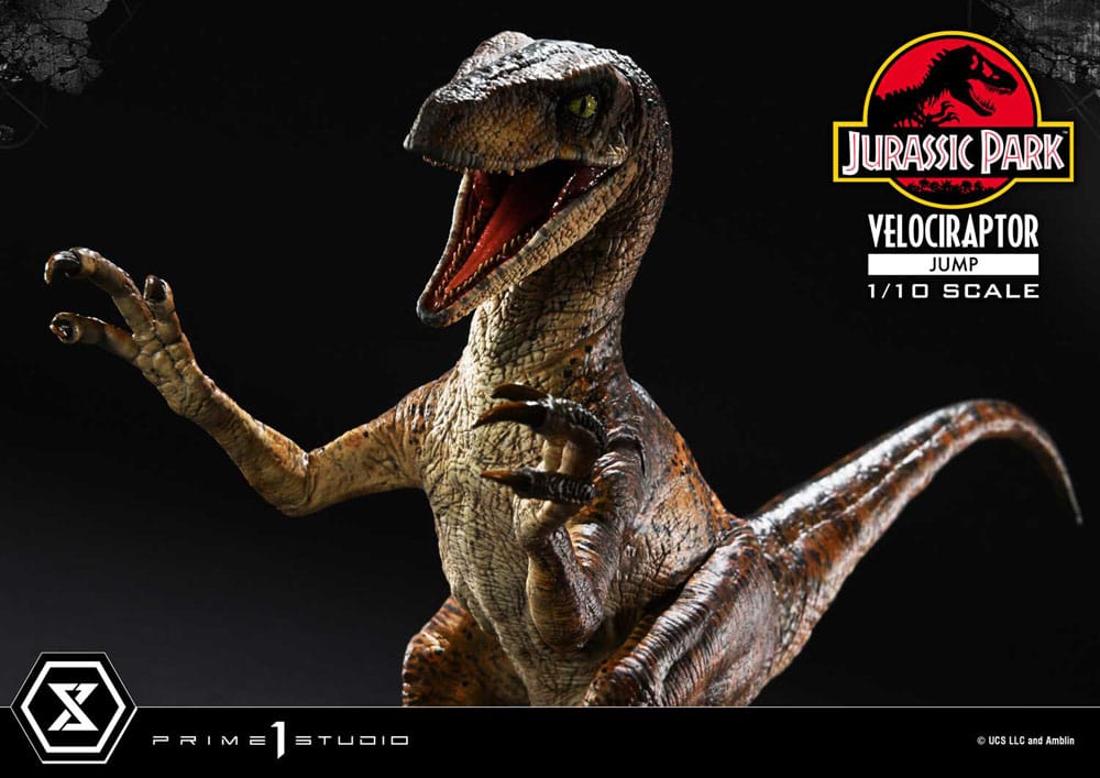 Jurassic Park statuette Prime Collectibles 1/10 Velociraptor Jump 21 cm