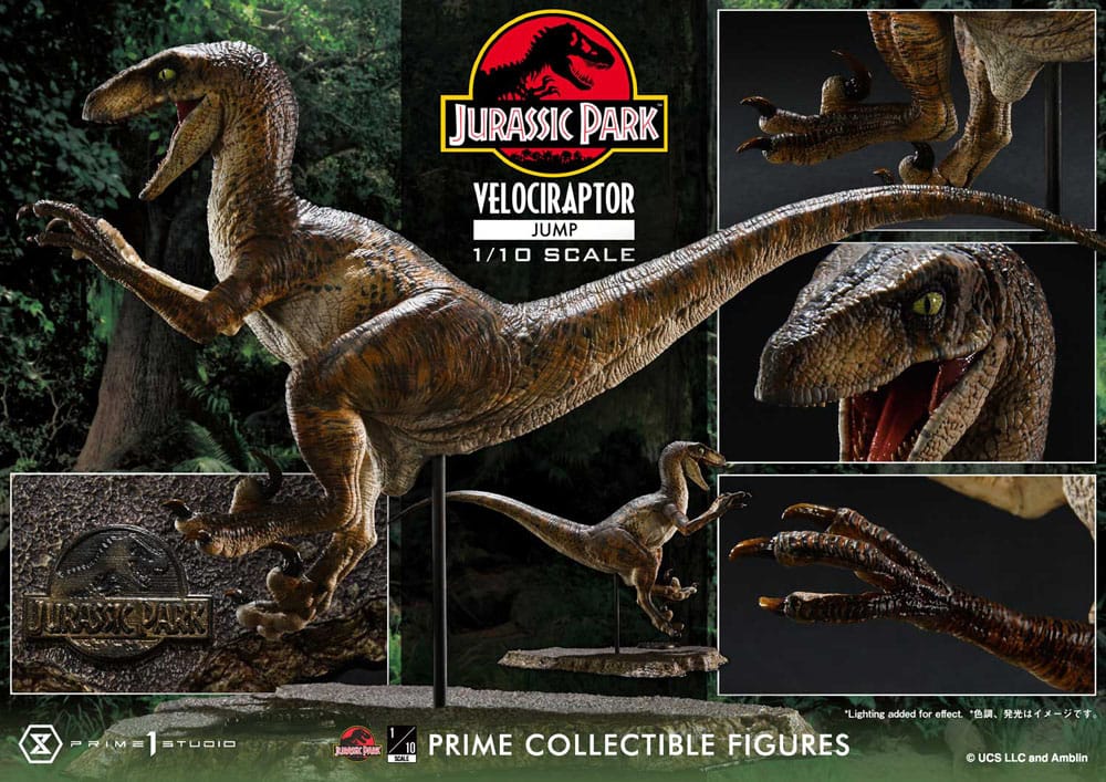 Jurassic Park statuette Prime Collectibles 1/10 Velociraptor Jump 21 cm