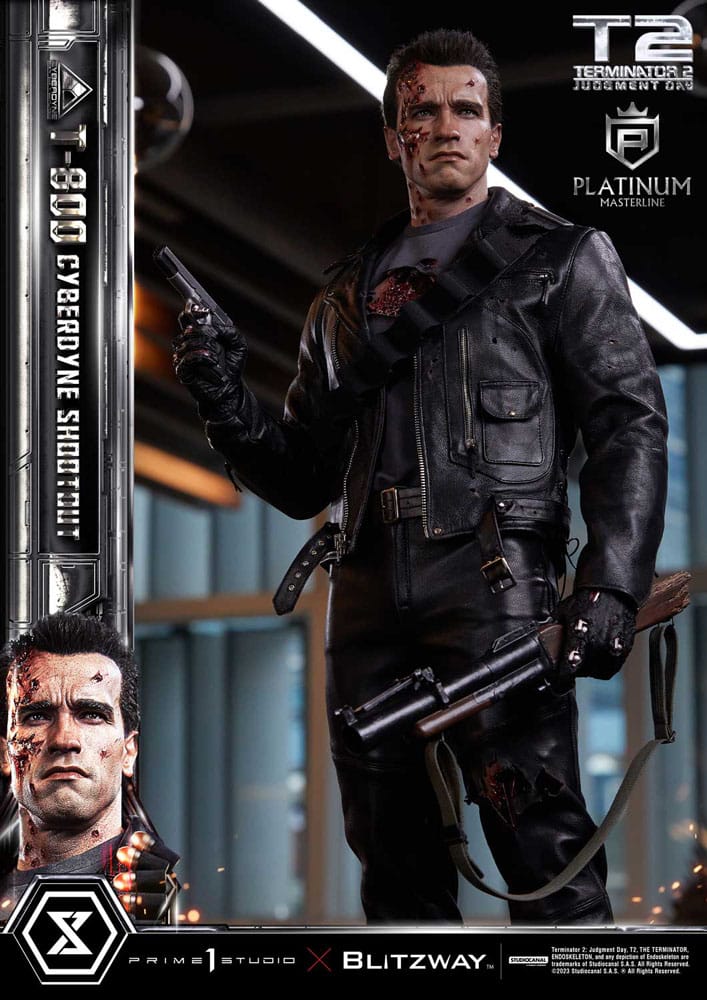 Terminator 2 statuette Platimum Masterline Series 1/3 T-800 Cyberdyne Shootout 74 cm