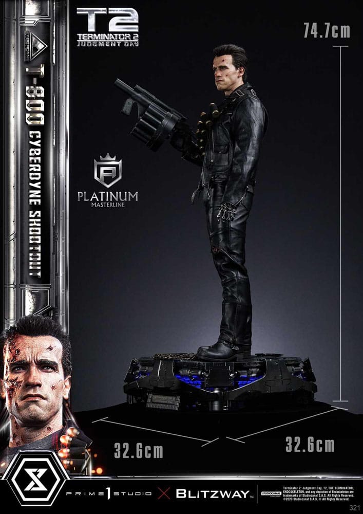 Terminator 2 statuette Platimum Masterline Series 1/3 T-800 Cyberdyne Shootout 74 cm