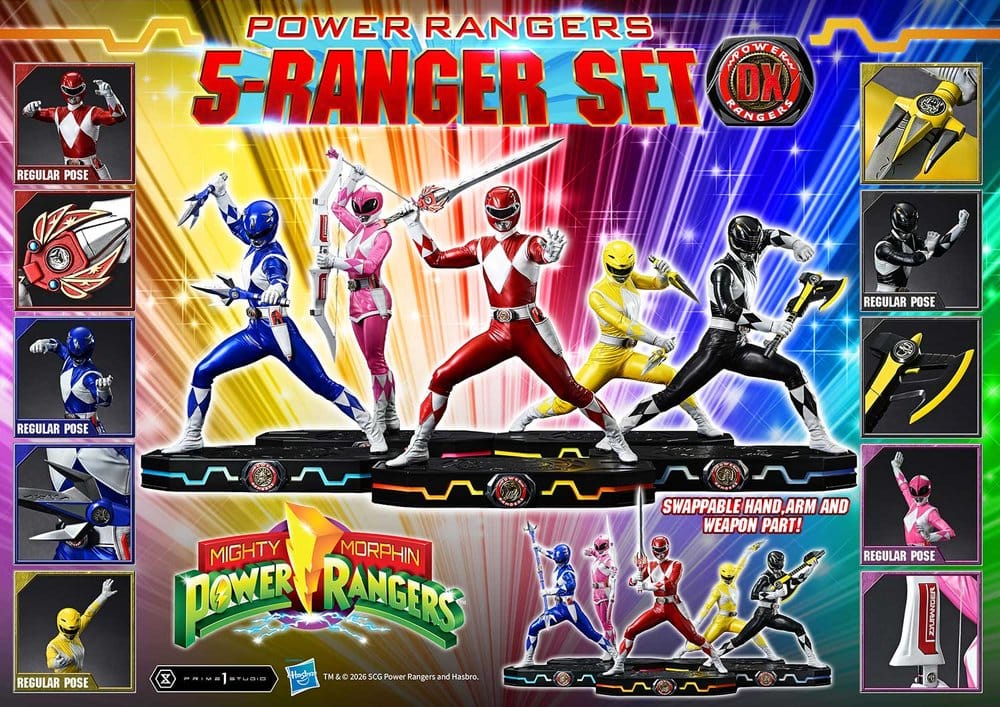 Mighty Morphin Power Rangers Premium Masterline Set de 5 statuettes 1/4 Deluxe Version 62 cm