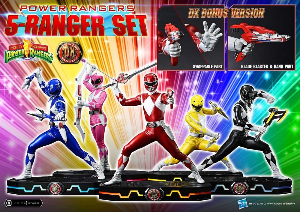 Mighty Morphin Power Rangers Premium Masterline Set de 5 statuettes 1/4 Deluxe Bonus Version 62 cm