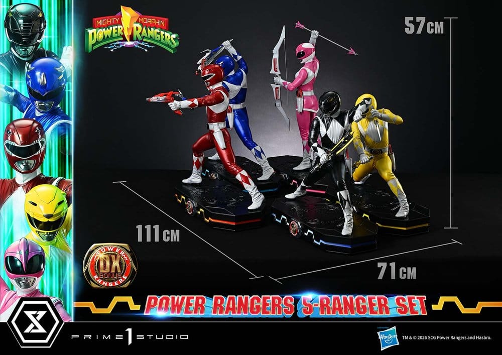Mighty Morphin Power Rangers Premium Masterline Set de 5 statuettes 1/4 Deluxe Bonus Version 62 cm