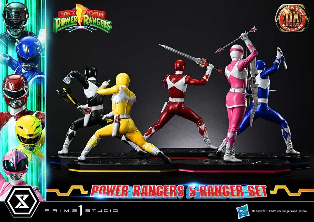 Mighty Morphin Power Rangers Premium Masterline Set de 5 statuettes 1/4 Deluxe Bonus Version 62 cm