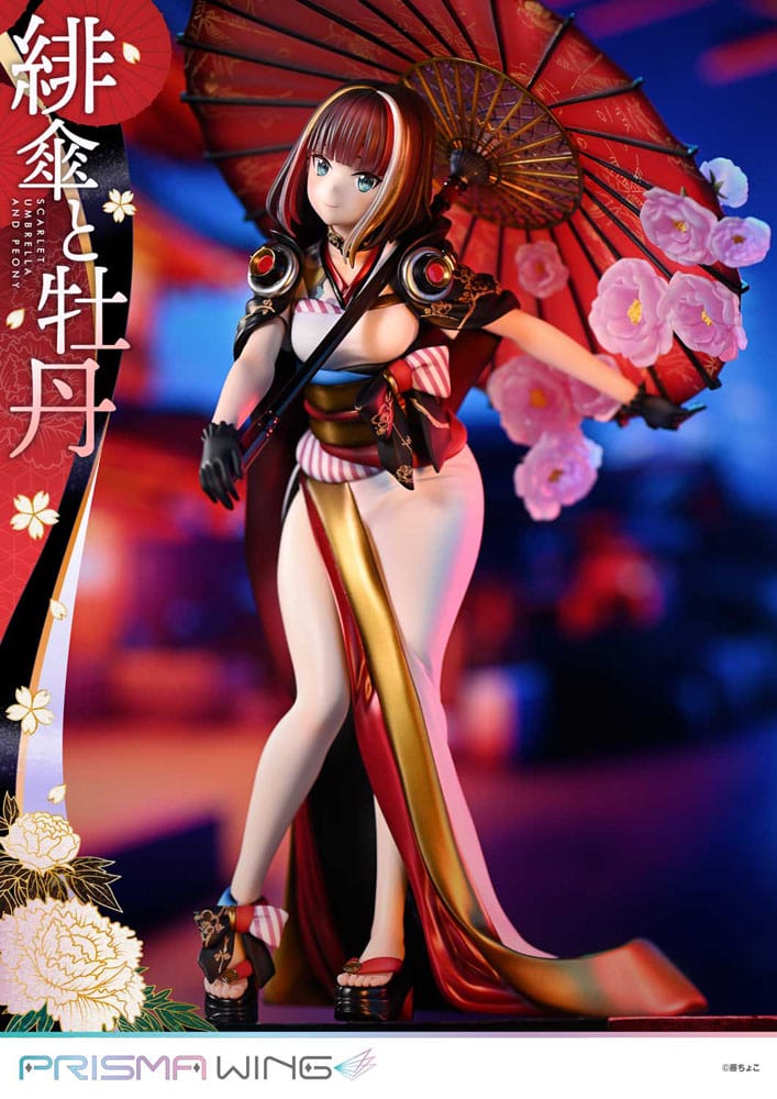 Original Illustration by Fuzichoco statuette PVC 1/7 Prisma Wing Scarlet Umbrella And Peony 28 cm