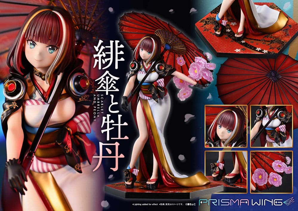 Original Illustration by Fuzichoco statuette PVC 1/7 Prisma Wing Scarlet Umbrella And Peony 28 cm
