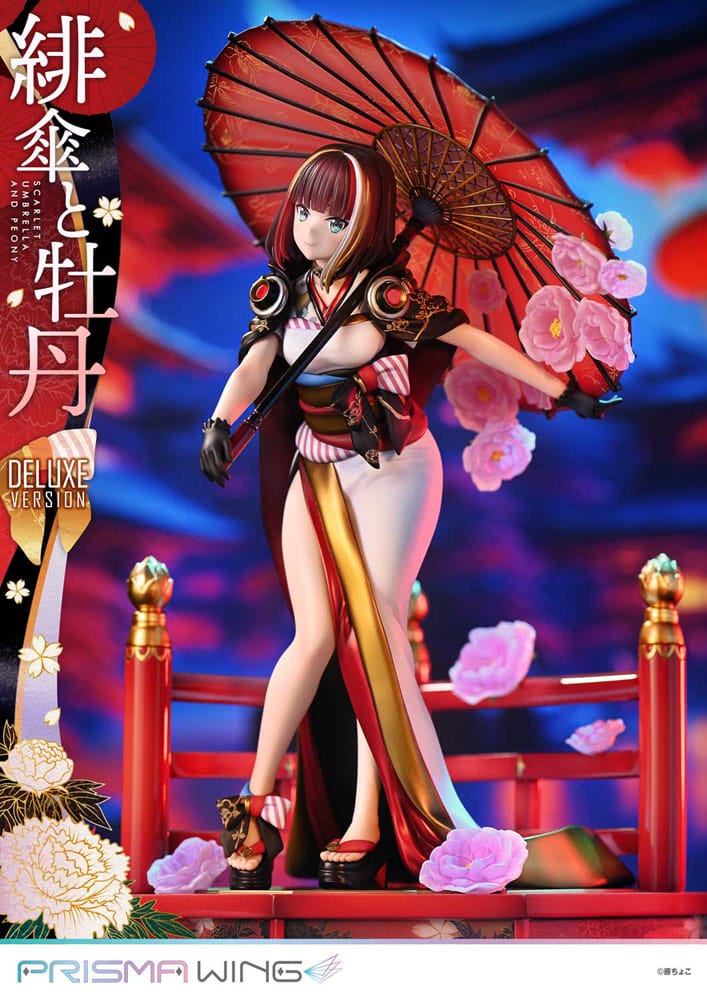 Original Illustration by Fuzichoco statuette PVC 1/7 Prisma Wing Scarlet Umbrella And Peony Deluxe Version 32 cm