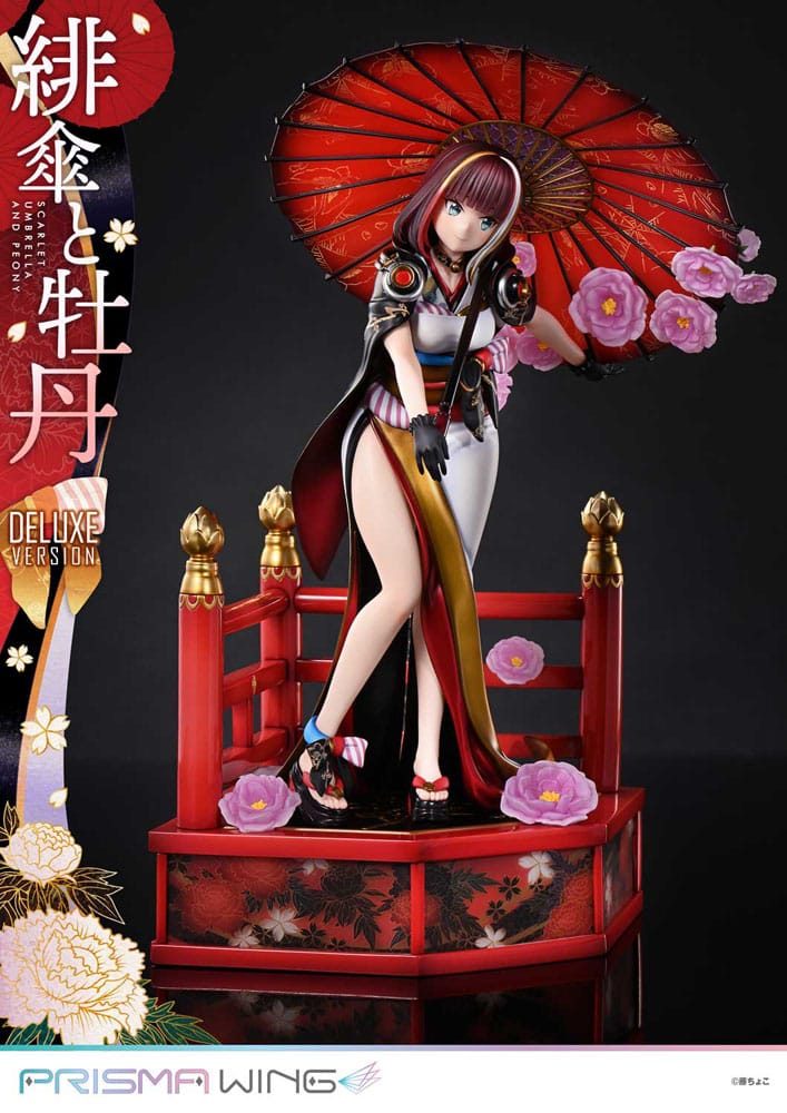 Original Illustration by Fuzichoco statuette PVC 1/7 Prisma Wing Scarlet Umbrella And Peony Deluxe Version 32 cm