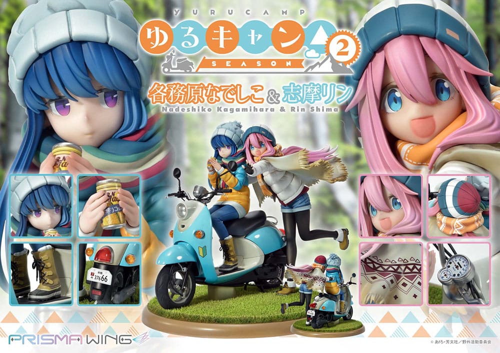 Laid-Back Camp statuette PVC 1/7 Prisma Wing Nadeshiko Kagamihara & Rin Shima 24 cm