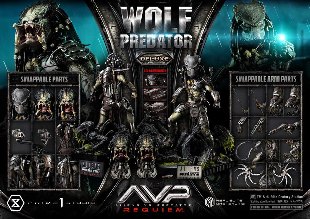 Alien vs. Predator statuette Real Elite Masterline Series 1/3 Requiem Wolf Predator Deluxe Ver. 95 cm