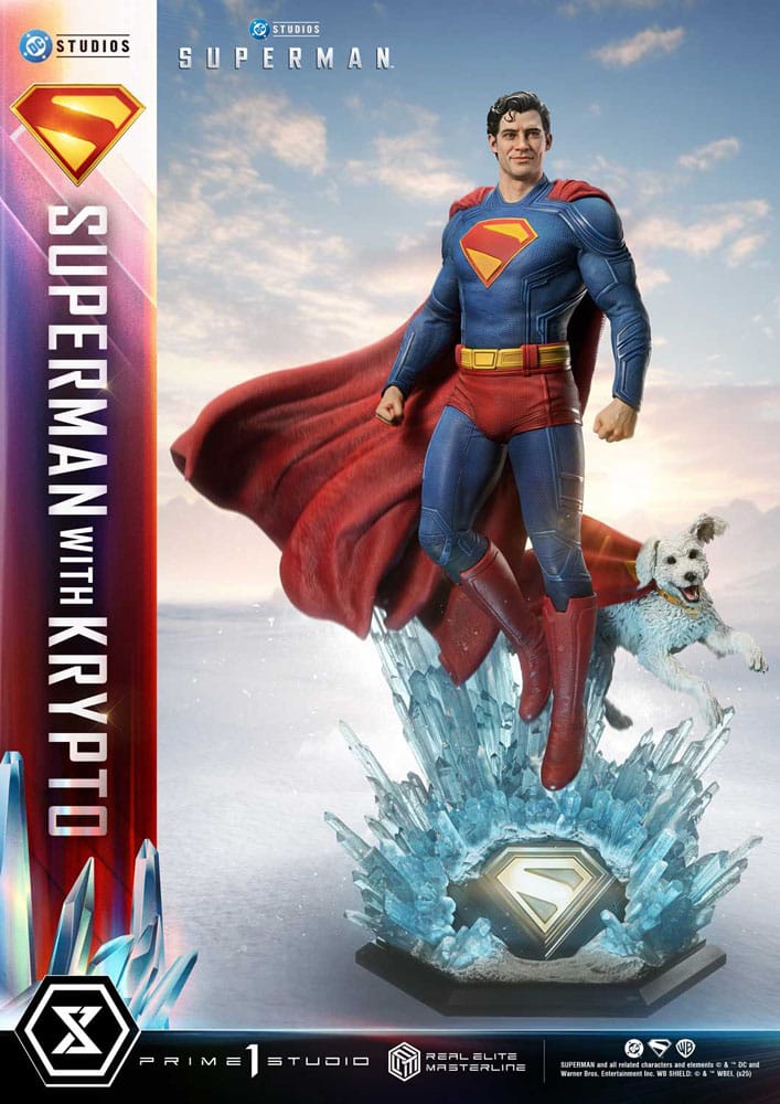 Superman (2025) statuette Real Elite Masterline Series 1/3 Superman with Krypto 95 cm