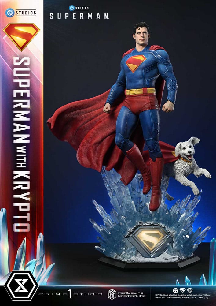 Superman (2025) statuette Real Elite Masterline Series 1/3 Superman with Krypto 95 cm