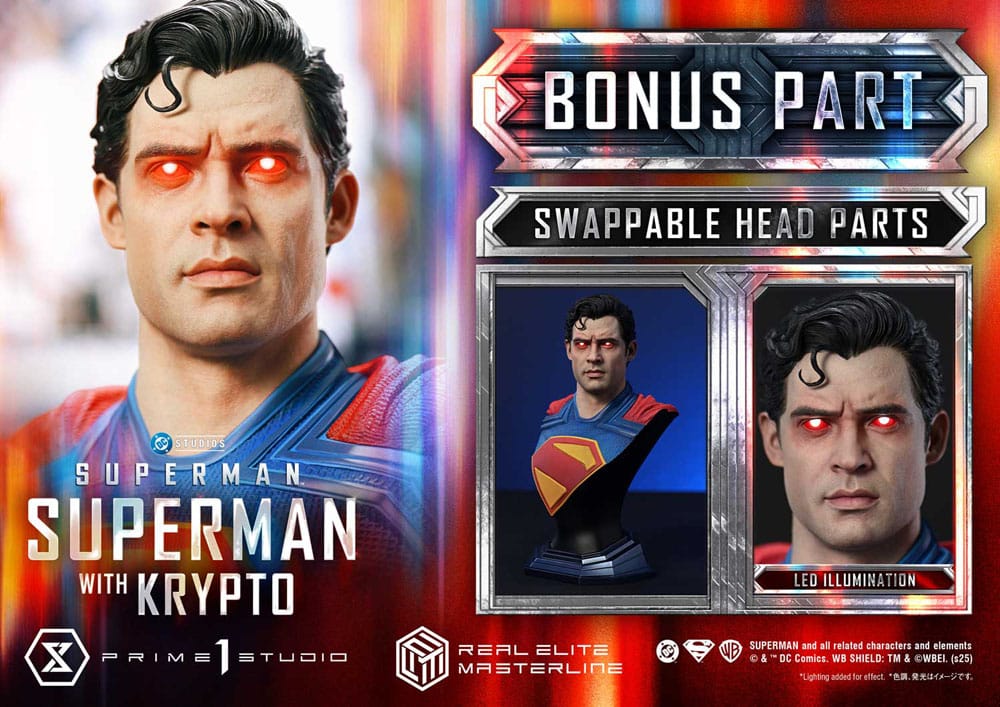 Superman (2025) statuette Real Elite Masterline Series 1/3 Superman with Krypto Bonus Version 95 cm