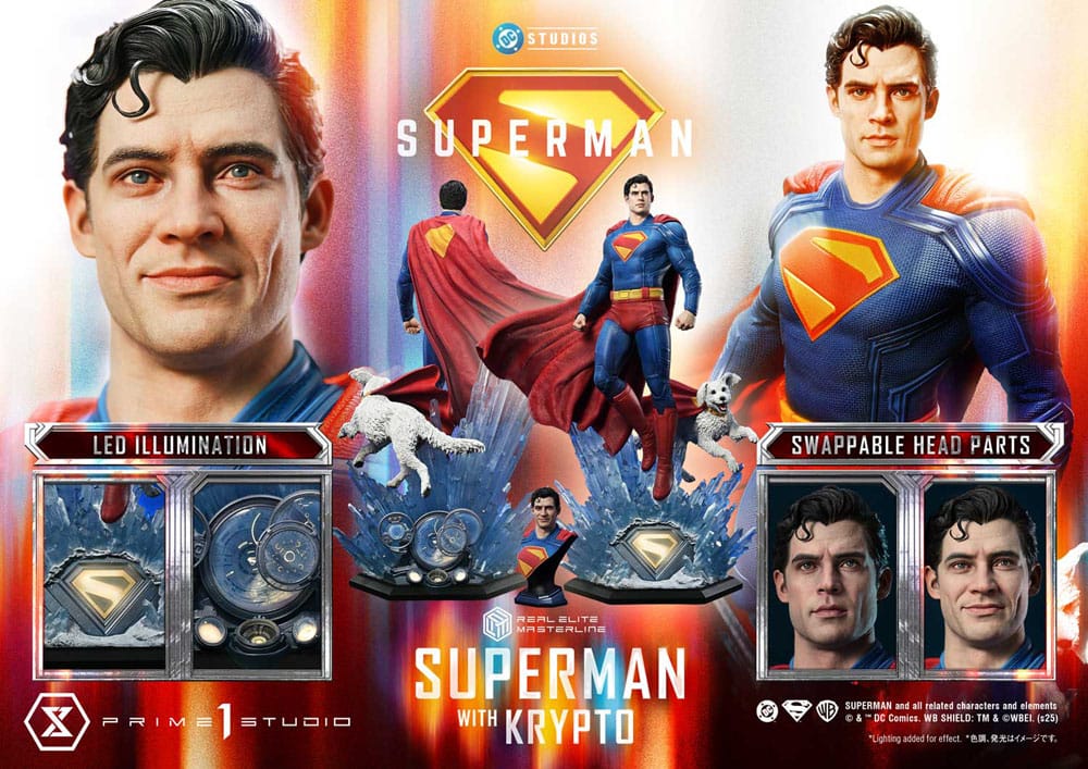 Superman (2025) statuette Real Elite Masterline Series 1/3 Superman with Krypto Bonus Version 95 cm