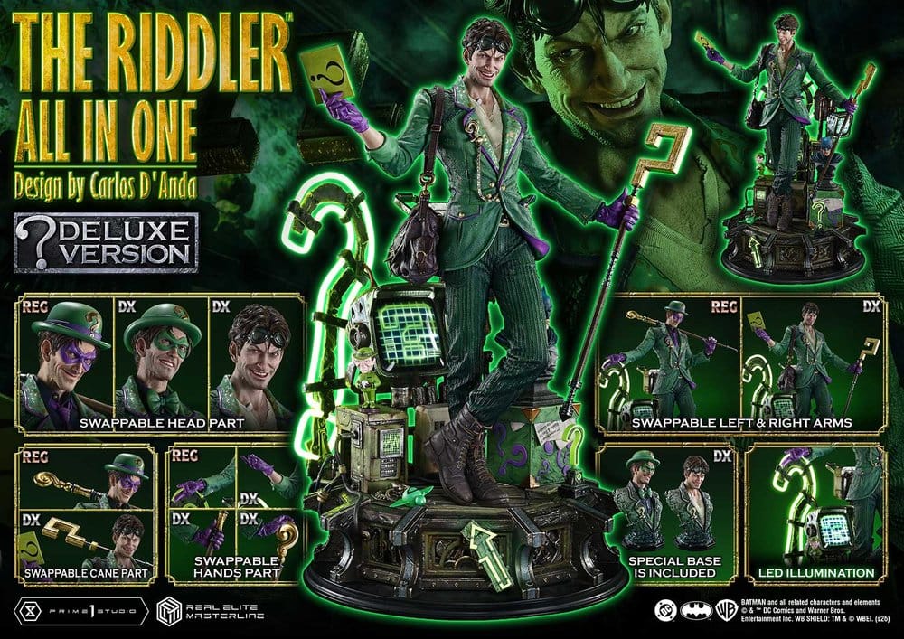 DC Comics Real Elite Masterline Series Statue 1/3 The Riddler All In One (Design by Carlos D'Anda) DX Bonus Version 74 cm