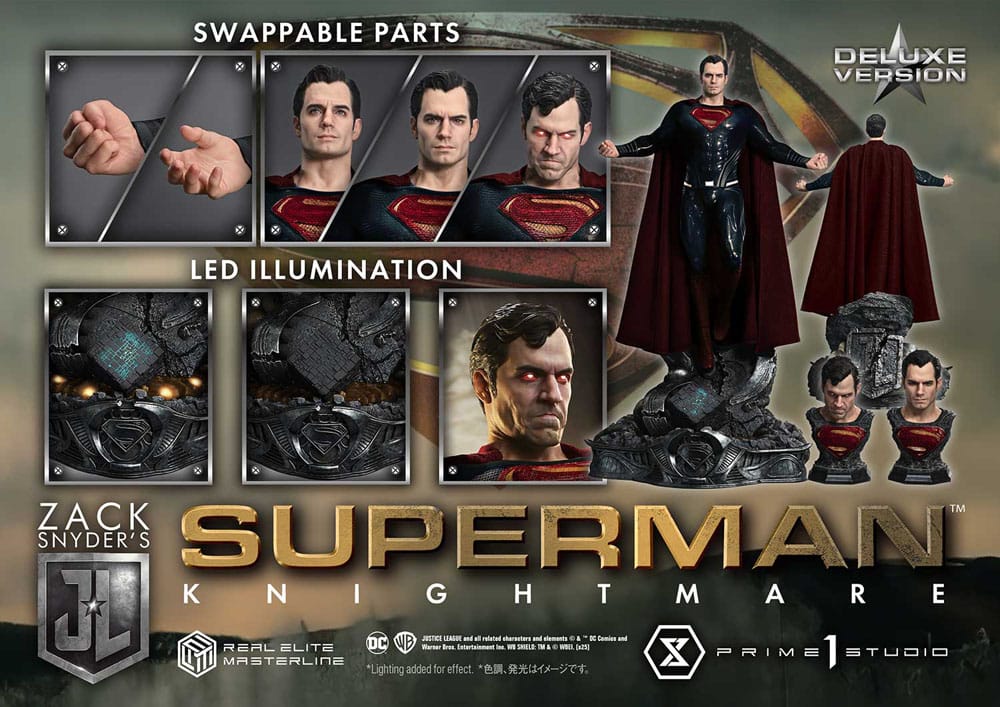 Zack Snyder's Justice League statuette Real Elite Masterline Series 1/3 Superman Knightmare Color Edition Deluxe Bonus Ver. 95 cm