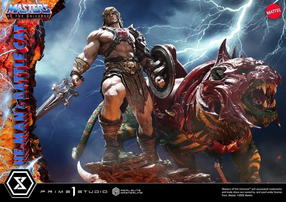 Masters of the Universe statuette Real Elite Masterline Series 1/4 He-Man & Battle Cat 86 cm