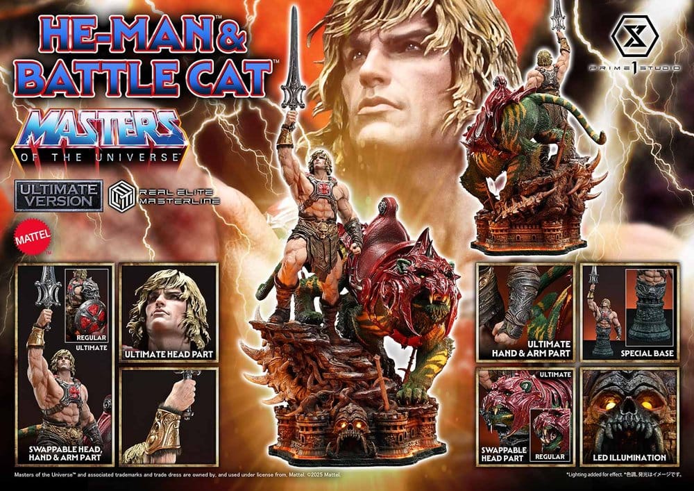 Masters of the Universe statuette Real Elite Masterline Series 1/4 He-Man & Battle Cat Ultimate Version 86 cm