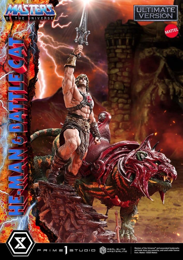 Masters of the Universe statuette Real Elite Masterline Series 1/4 He-Man & Battle Cat Ultimate Version 86 cm