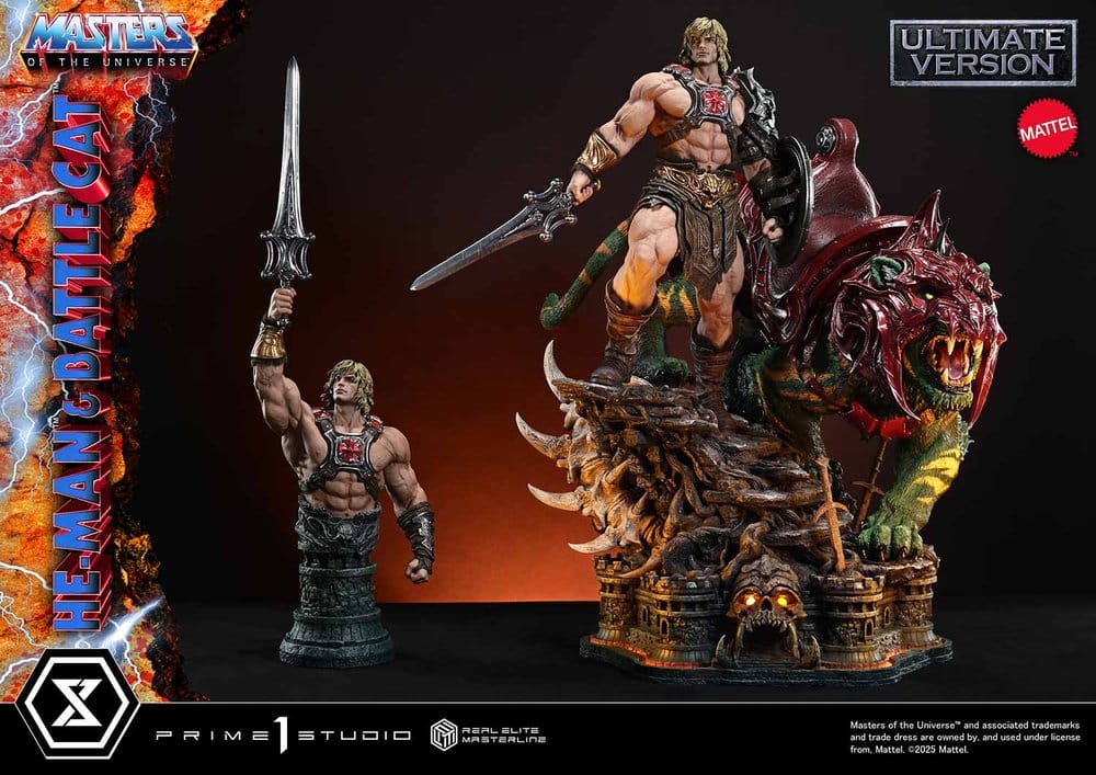 Masters of the Universe statuette Real Elite Masterline Series 1/4 He-Man & Battle Cat Ultimate Bonus Version 86 cm