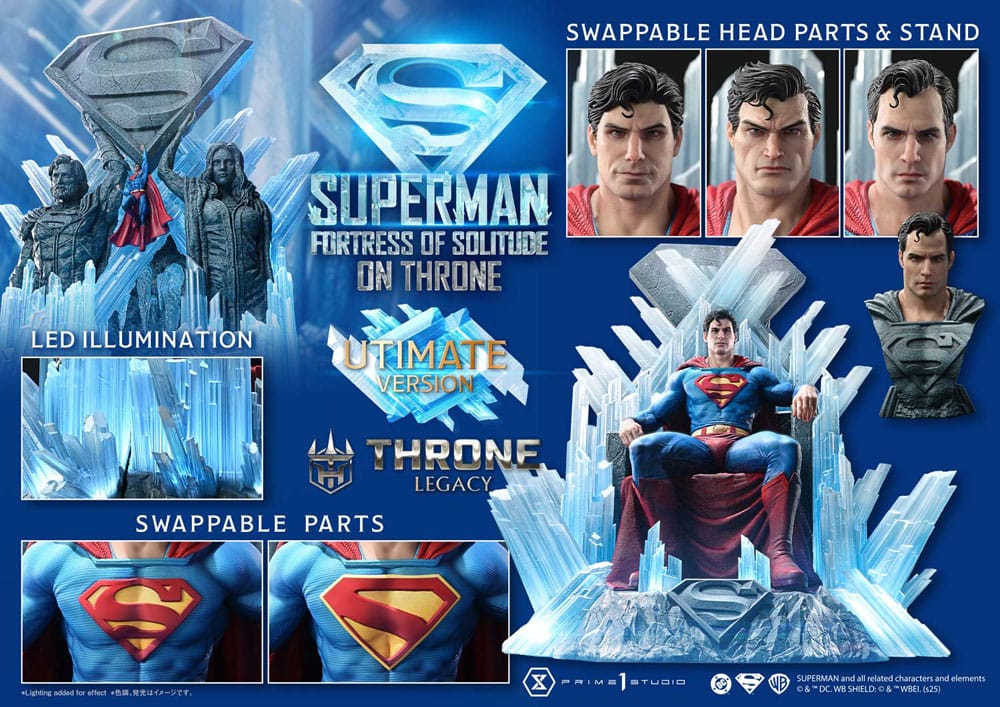 DC Comics statuette 1/4 Throne Legacy Collection Superman Fortress of Solitude on Throne (Design by Gabriele Dell'Otto) Ultimate Version 52 cm