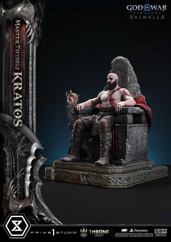 Throne Legacy God of War Series statuette 1/3 Ragnarok Master Thyself Kratos 67 cm