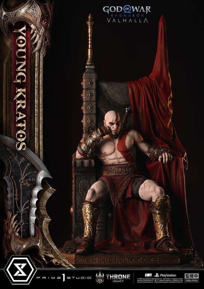 Throne Legacy God of War Series statuette 1/3 Ragnarok Young Thyself Kratos 91 cm