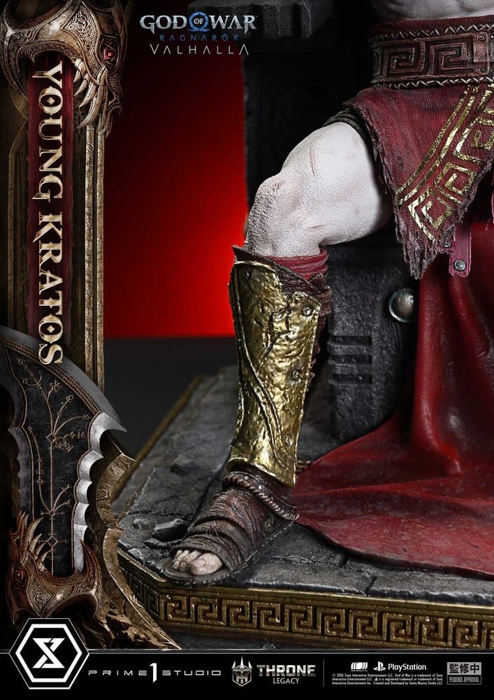 Throne Legacy God of War Series statuette 1/3 Ragnarok Young Thyself Kratos 91 cm