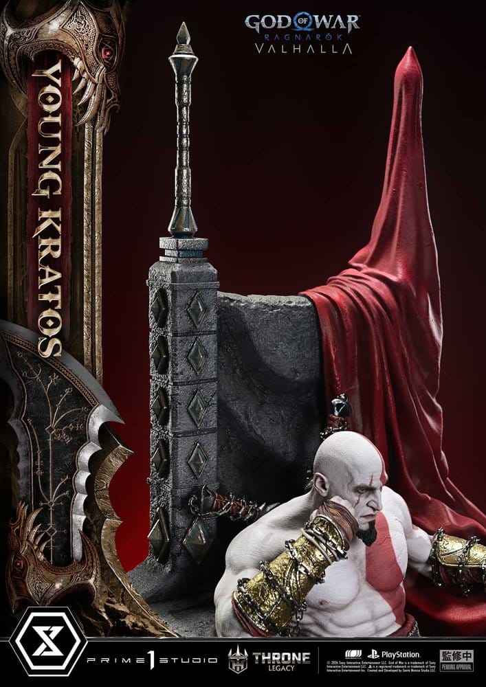 Throne Legacy God of War Series statuette 1/3 Ragnarok Young Thyself Kratos 91 cm
