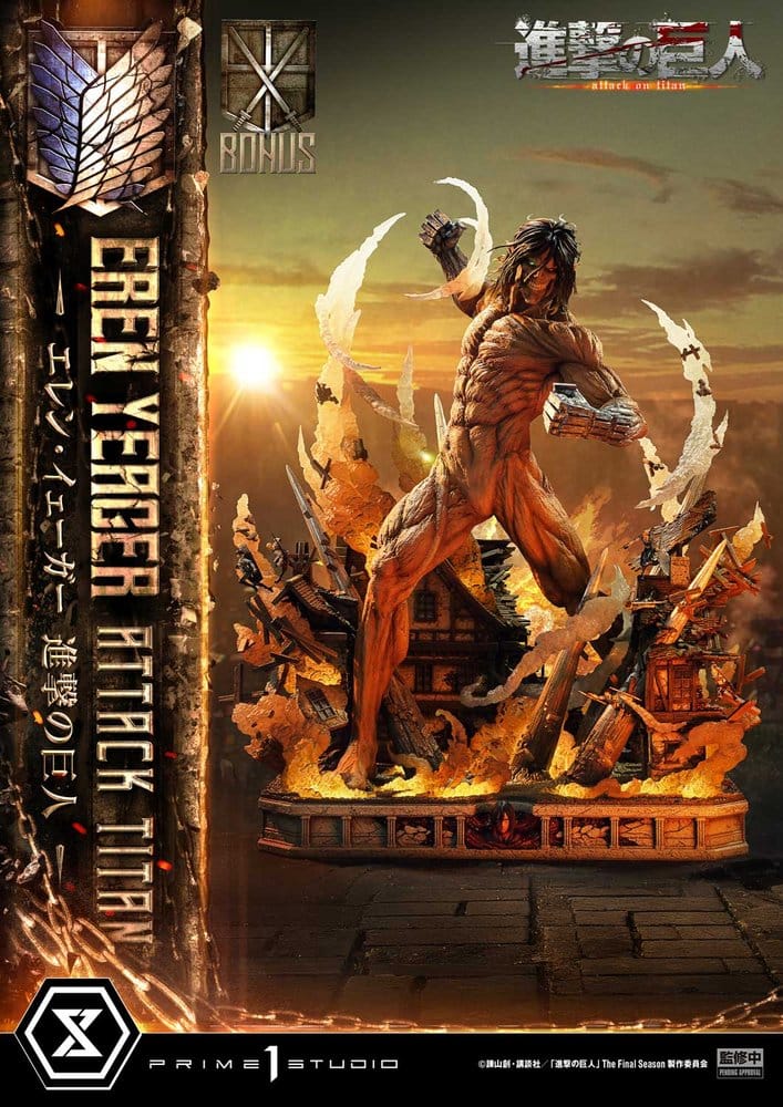 L'Attaque des Titans (TV animation) Ultimate Diorama Masterline Statue Eren Yeager Attack Titan Bonus Version 81 cm