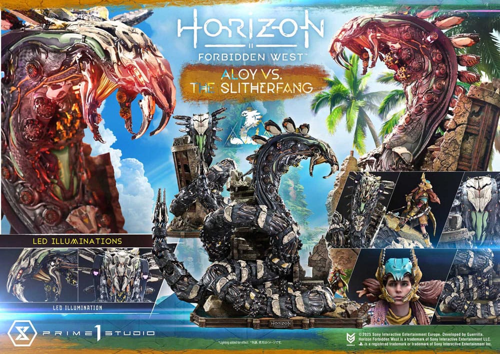 Horizon Forbidden West statuette Ultimate Diorama Masterline Series Aloy vs. The Slitherfang Bonus Version 82 cm