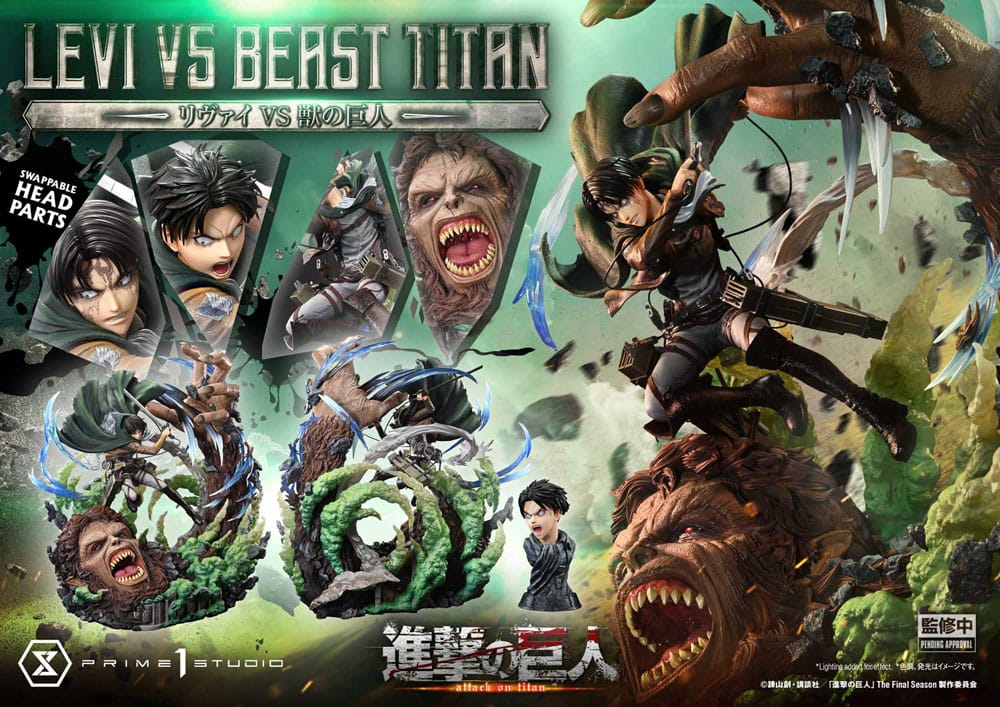 Attack on Titan statuette Ultimate Premium Masterline Series 1/4 Levi Versus Beast Titan 73 cm