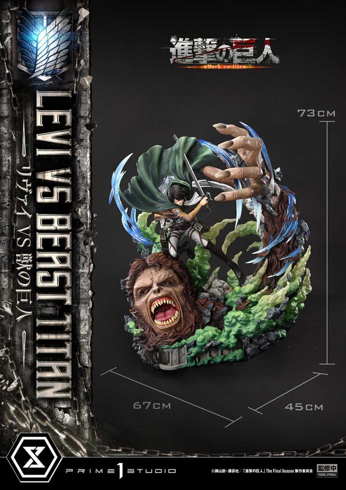 Attack on Titan statuette Ultimate Premium Masterline Series 1/4 Levi Versus Beast Titan 73 cm