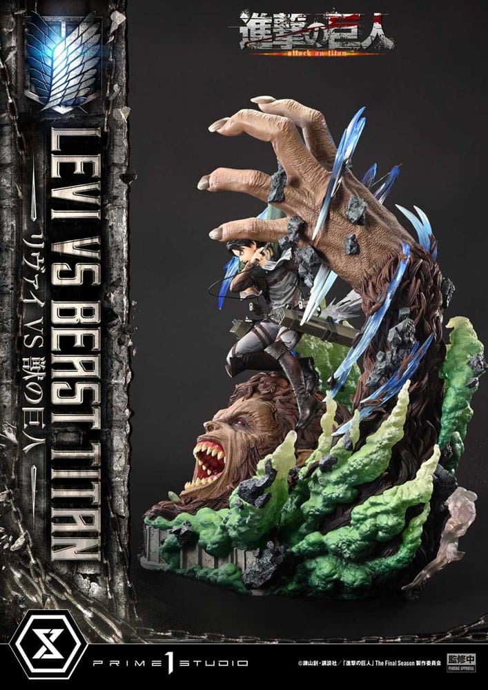 Attack on Titan statuette Ultimate Premium Masterline Series 1/4 Levi Versus Beast Titan 73 cm