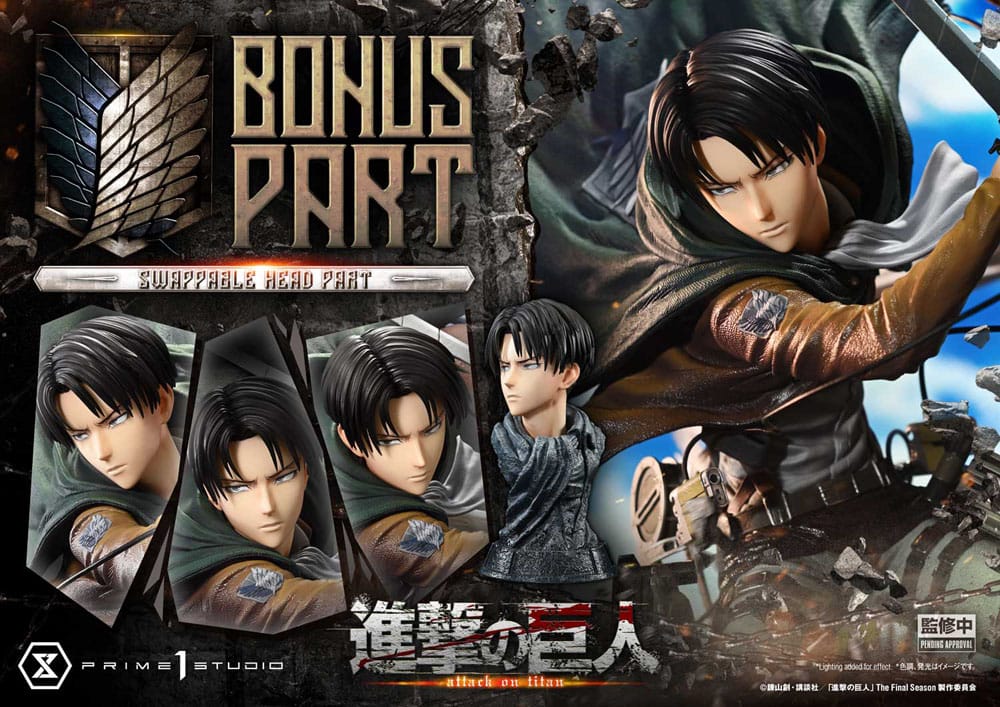Attack on Titan statuette Ultimate Premium Masterline Series 1/4 Levi Versus Beast Titan Bonus Version 73 cm