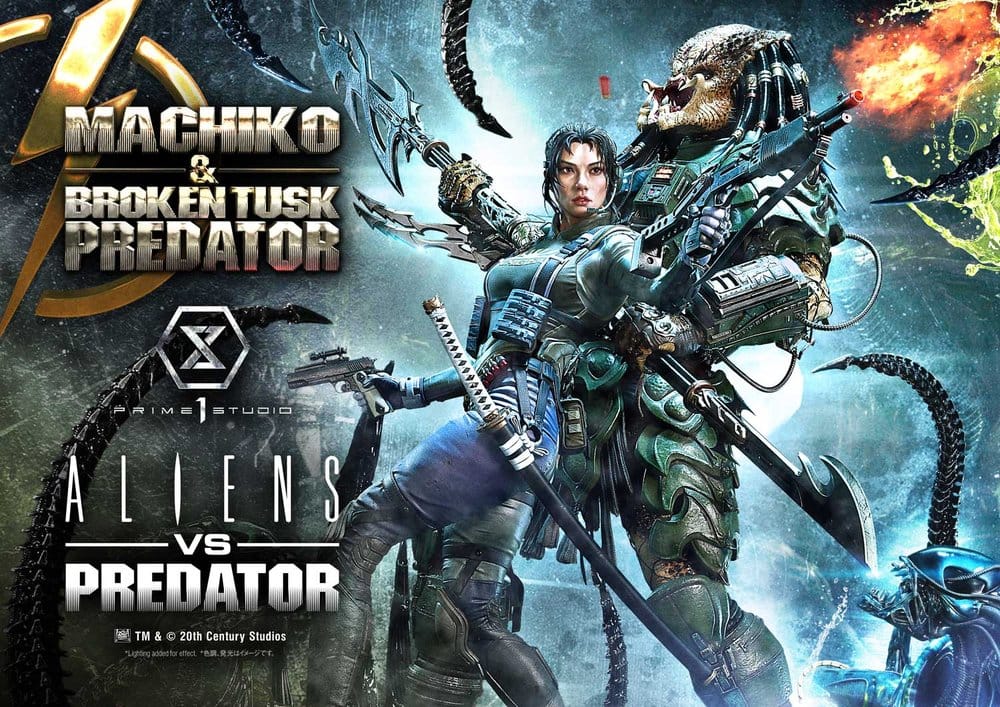 Aliens vs. Predator (Comic) Ultimate Premium Masterline Statue 1/4 Machiko & Broken Tusk Predator 79 cm