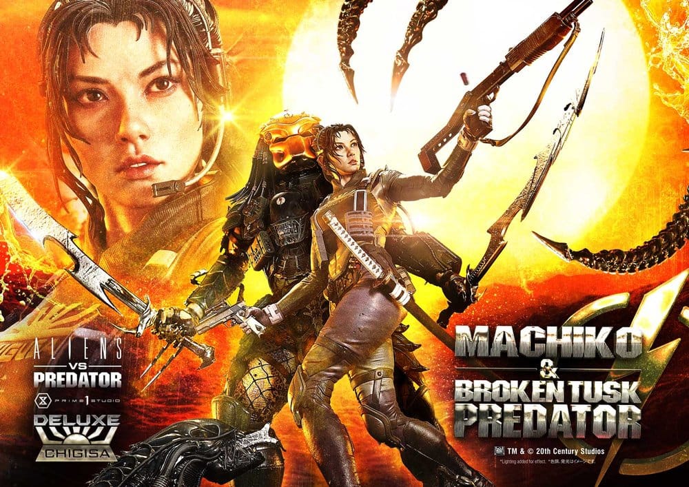 Aliens vs. Predator (Comic) Ultimate Premium Masterline Statue 1/4 Machiko & Broken Tusk Predator Deluxe Version 84 cm