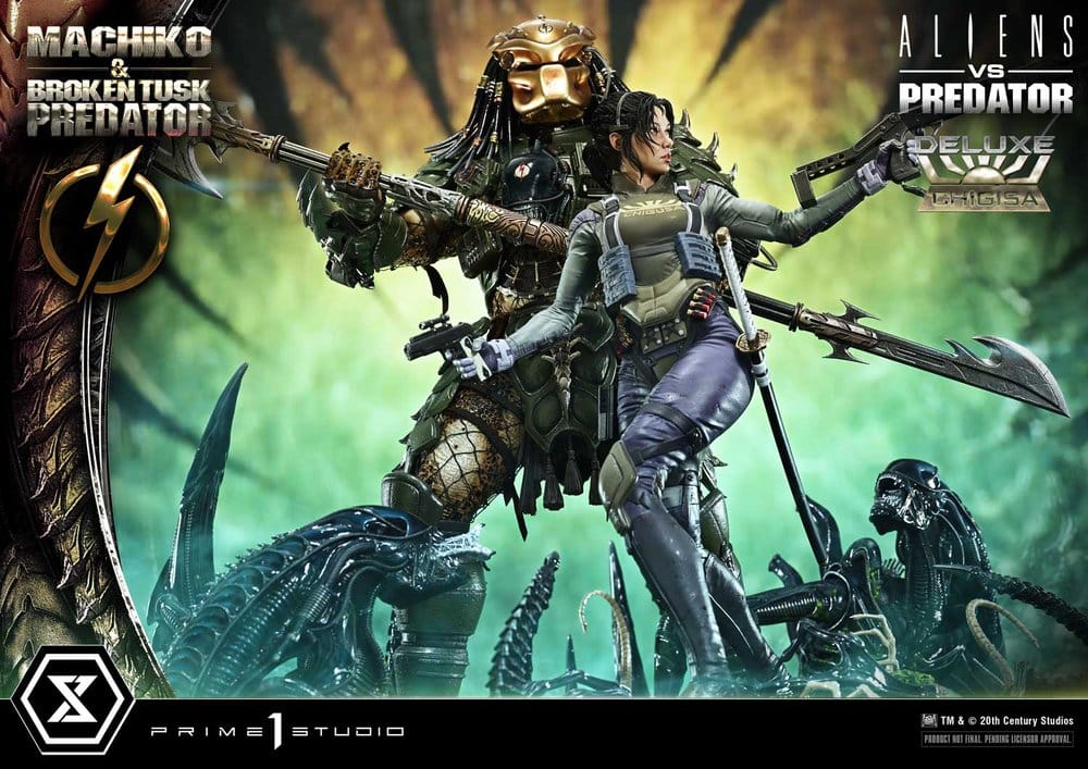 Aliens vs. Predator (Comic) Ultimate Premium Masterline Statue 1/4 Machiko & Broken Tusk Predator Deluxe Version 84 cm