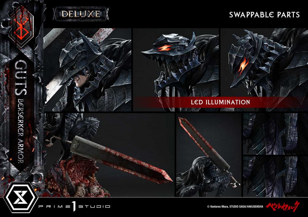Berserk statuette Ultimate Premium Masterline Series 1/4 Guts, Berserker Armor Grunbeld vs. Guts Deluxe Version 94 cm