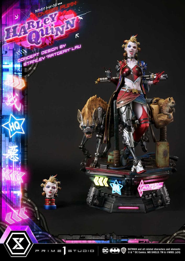Batman statuette Ultimate Premium Masterline Series Cyberpunk Harley Quinn Deluxe Bonus Version 60 cm