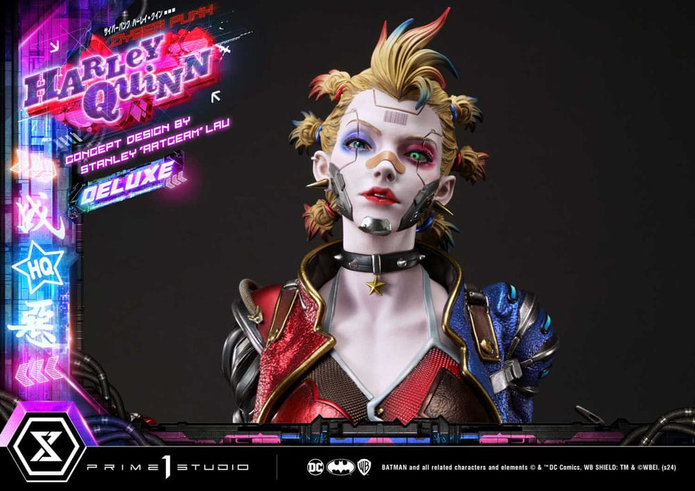 Batman statuette Ultimate Premium Masterline Series Cyberpunk Harley Quinn Deluxe Bonus Version 60 cm