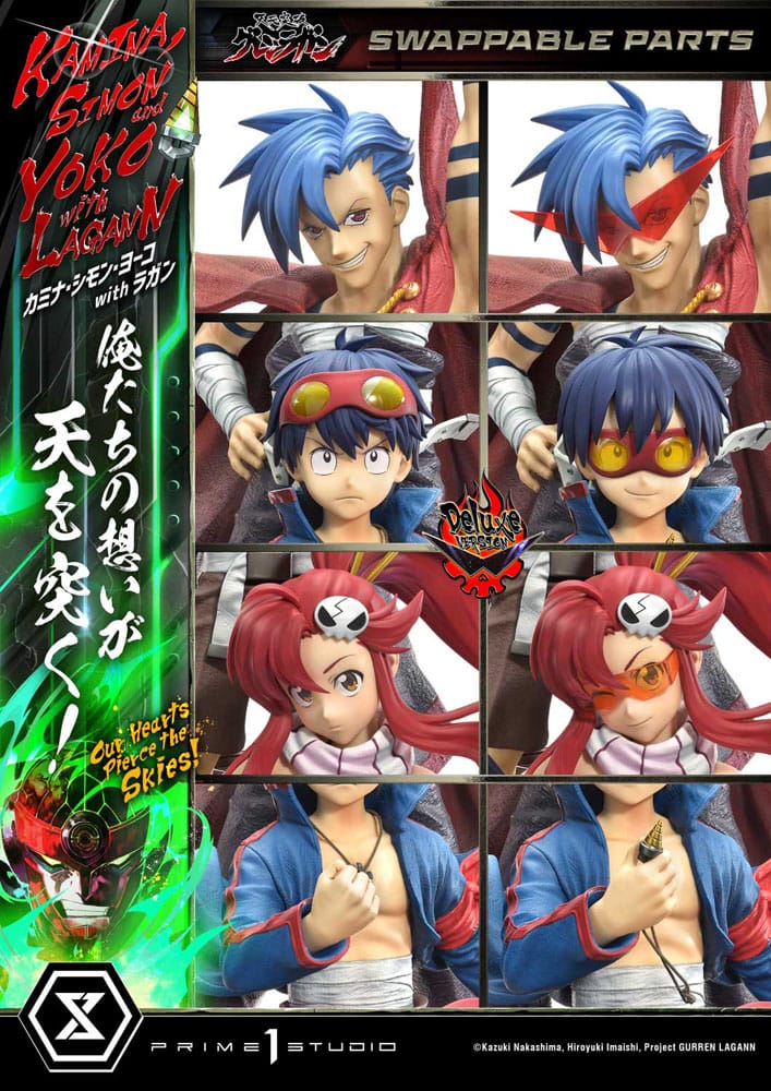 Gurren Lagann statuette Ultimate Premium Masterline Series 1/4 Kamina, Simon & Yoko with Lagann Deluxe Bonus Version 97 cm