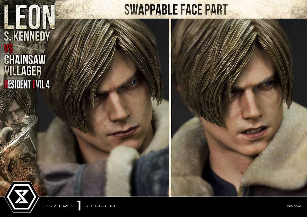 Resident Evil 4 statuette Ultimate Premium Masterline Series 1/4 Leon S. Kennedy vs. Chainsaw Villager Bonus Ver. 76 cm