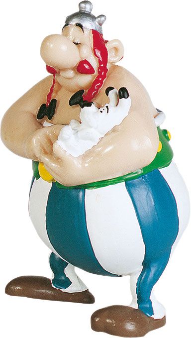 Astérix figurine Obelix tenant Idéfix 8 cm