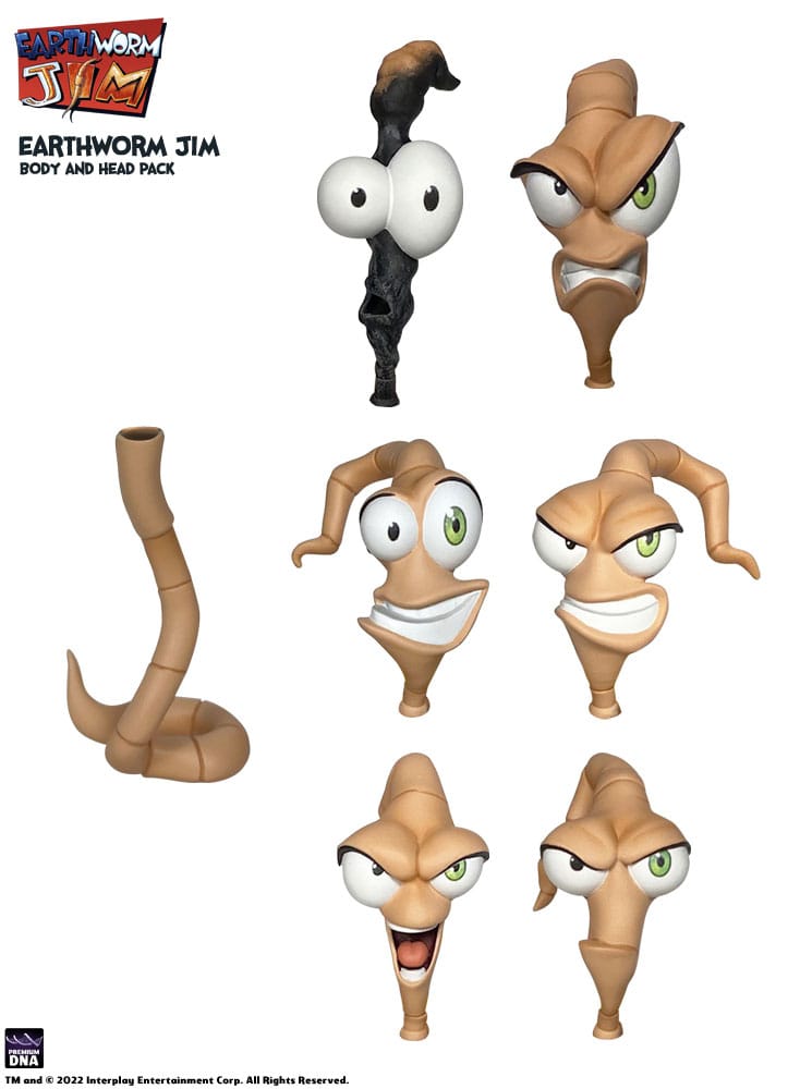 Earthworm Jim accessoires Wave 1: Worm Body & Jim Heads Accessory Pack